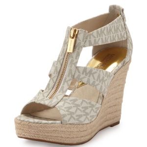 Michael Kors Damita Logo Zipper Wedge Sandal